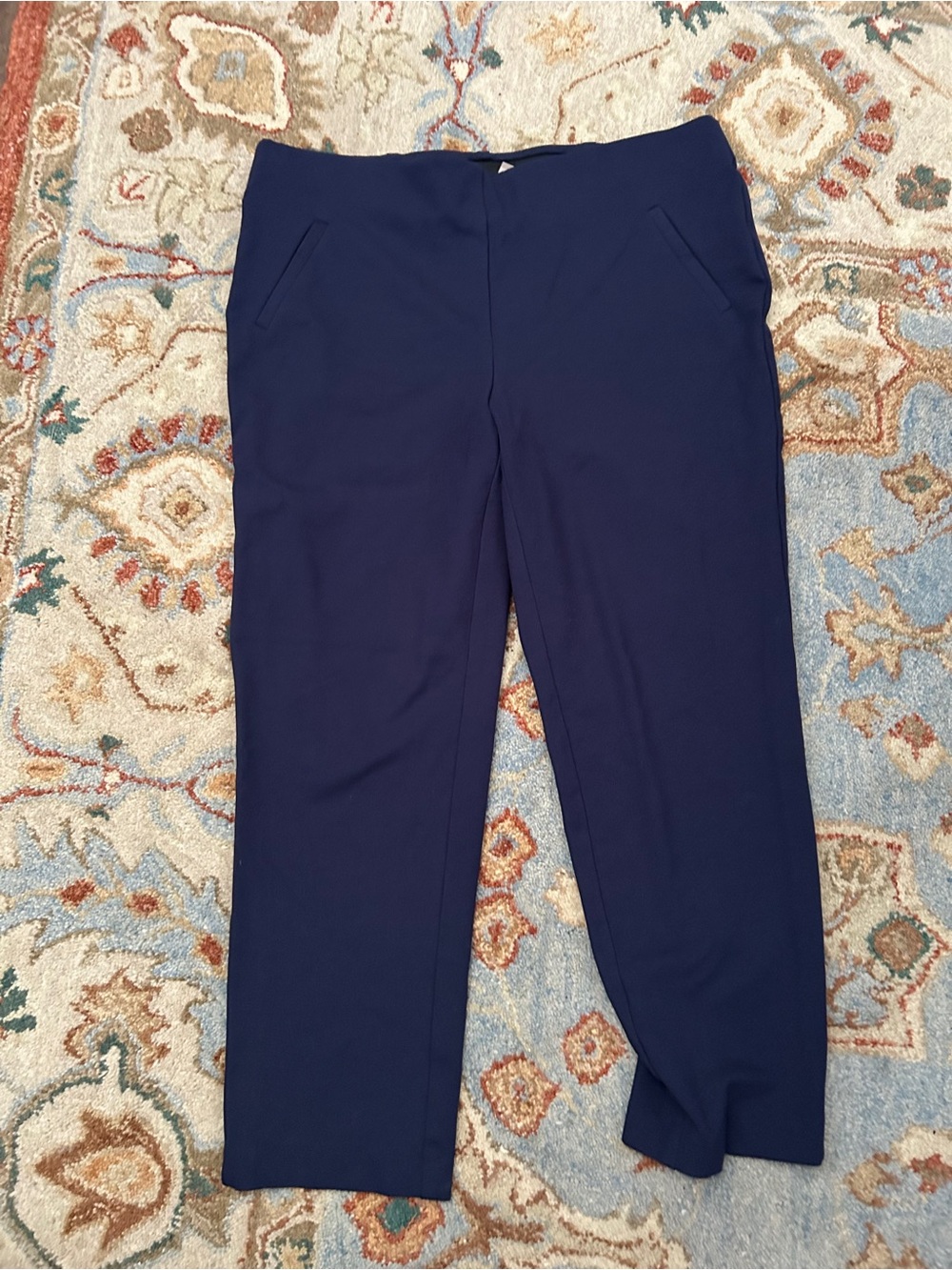 Chico's Navy Straight-Leg Pull-On Trousers